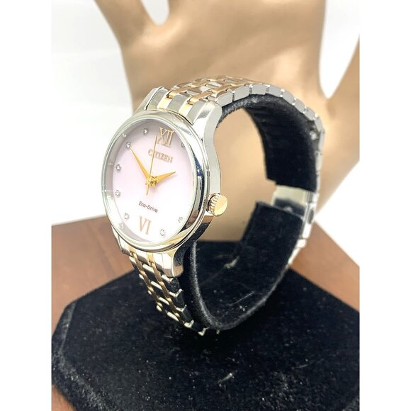 Citizen Women's Watch EM0897-51Y Eco Drive Mother of Pearl Dial Two Tone Steel - Picture 2 of 14